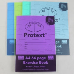 EXERCISE BOOK PROTEXT A4 PP 64PG 9MM DOTTED THIRDS + MARGIN ZEBRA   G20755