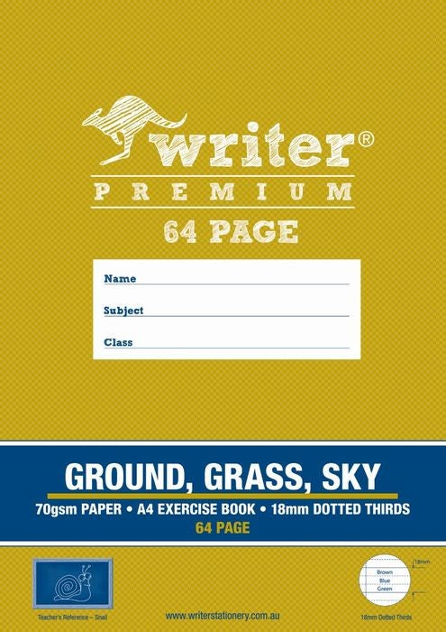 EXERCISE BOOK WONDER WRITER A4 64pg 18mm DOTTED GROUND GRASS SKY   G20765