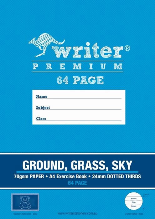 EXERCISE BOOK WONDER WRITER A4 64pg 24mm DOTTED GROUND GRASS SKY   G20766