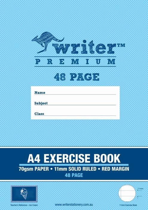 EXERCISE BOOK WRITER PREMIUM A4 11MM RULED + MARGIN ICE CREAM 48PG   G20772