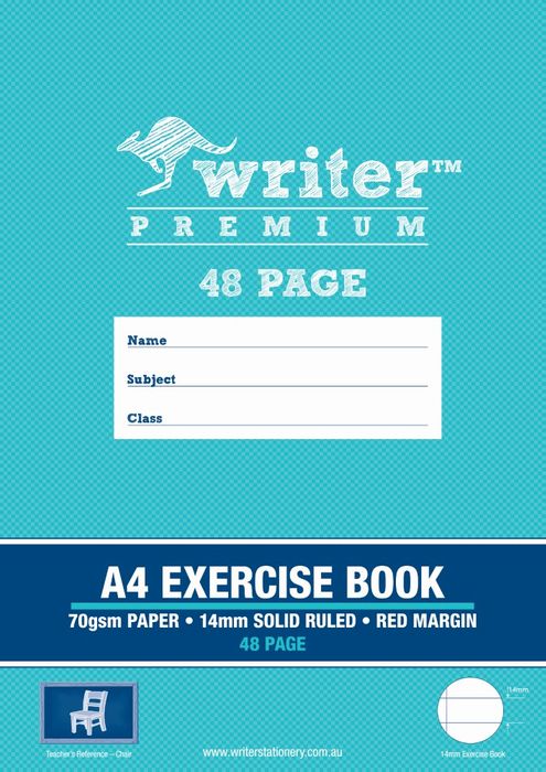 EXERCISE BOOK WRITER PREMIUM A4 14MM RULED + MARGIN 48PG   G20774