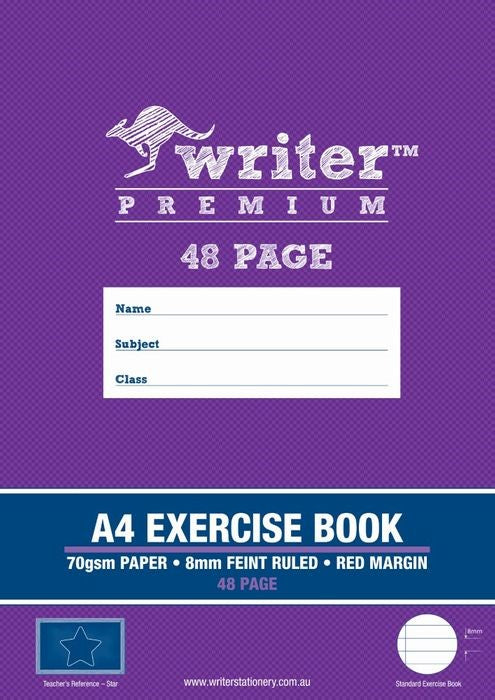 EXERCISE BOOK WRITER PREMIUM A4 8MM RULED + MARGIN STAR 48PG   G20781