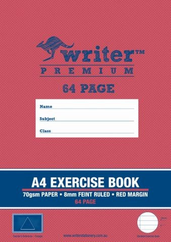 EXERCISE BOOK WRITER PREMIUM A4 8MM RULED + MARGIN TRIANGLE 64PG   G20788