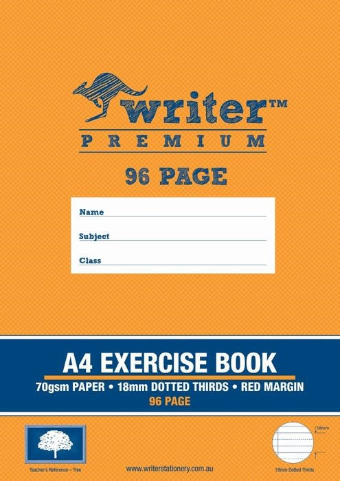 EXERCISE BOOK WRITER PREMIUM A4 96PG 18MM DOTTED THIRDS + MARGIN TREE   G20791