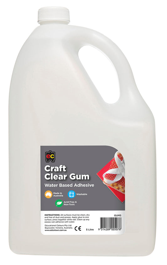 GLUE CRAFT EC CLEAR GUM WATER BASED 5L   G21630