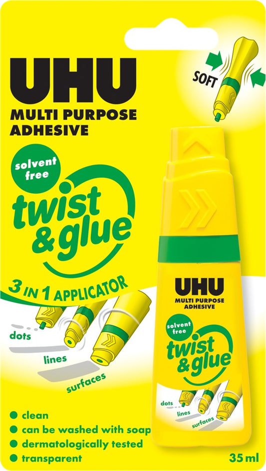 GLUE UHU TWIST & GLUE SOLVENT FREE 35ML CRD   G21732