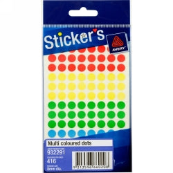 LABEL AVERY F/P 8MM MULTI COL DOT 932291   G23305