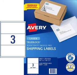 LABEL AVERY L7155 200.7X93.1MM SHIPPING 3UP WHITE PK100   G23349