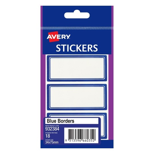 LABEL AVERY F/P 34X75 BORDER BLUE 932384   G23384