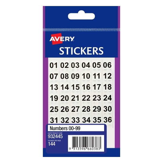 LABEL AVERY F/P 00-99 NUMBERS 932445   G23445