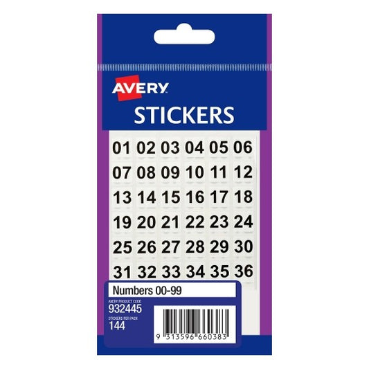 LABEL AVERY F/P 00-99 NUMBERS 932445   G23445