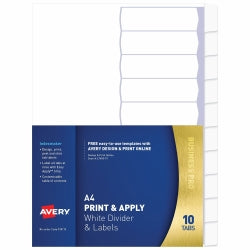 DIVIDERS AVERY A4 L7455-10 INDEXMAKER PUNCHED 10TAB   G23678