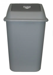 HEAVY DUTY WASTE BIN ITALPLAST 42L WITH SWING TOP LID GREY   G24669