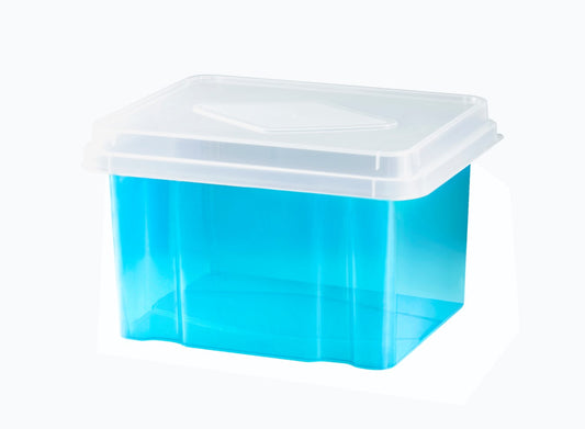 STORAGE BOX ITALPLAST 32L TINTED BLUE BASE/CLEAR LID   G24681