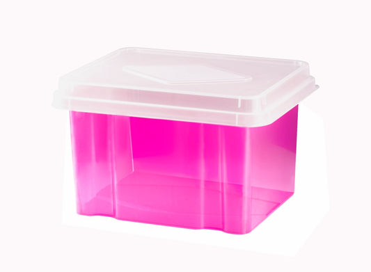 STORAGE BOX ITALPLAST 32L TINTED PINK BASE/CLEAR LID   G24682