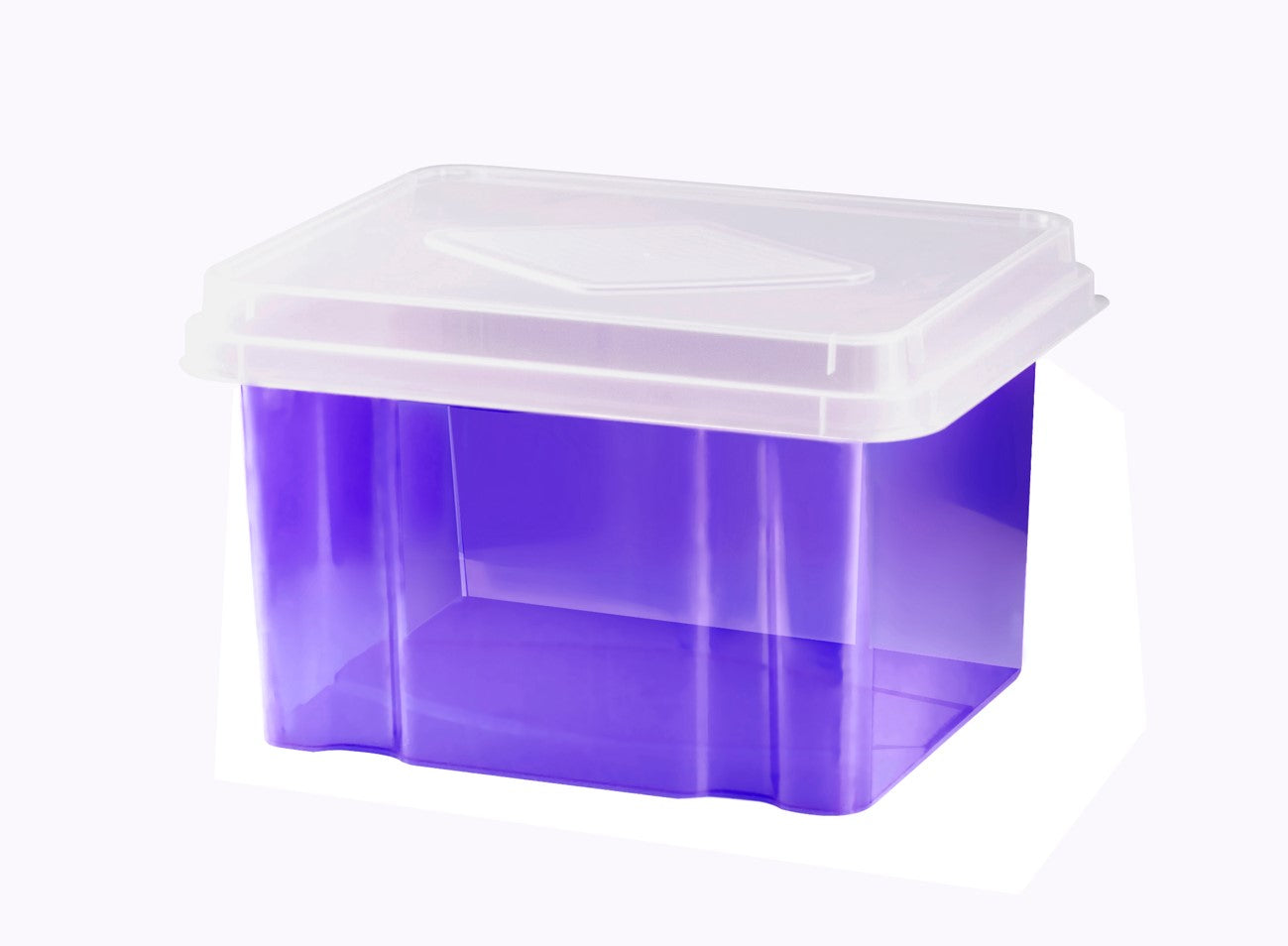 STORAGE BOX ITALPLAST 32L TINTED PURPLE BASE/CLEAR LID   G24683