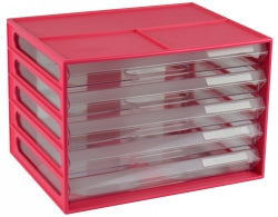 DOCUMENT CABINET ITALPLAST A4 5 DRAWER WATERMELON   G24688