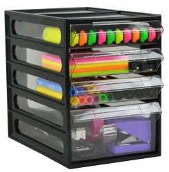 OFFICE ORGANISER ITALPLAST 4 DRAWER BLACK   G24754