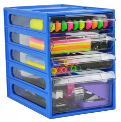 OFFICE ORGANISER ITALPLAST 4 DRAWER BLUEBERRY   G24755