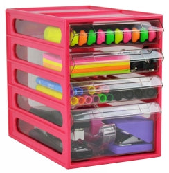 OFFICE ORGANISER ITALPLAST 4 DRAWER WATERMELON   G24759