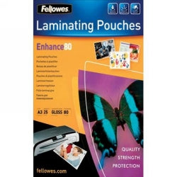 LAMINATING POUCHES FELLOWES A3 80 MICRON GLOSS PK25   G25188