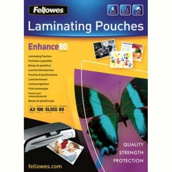 LAMINATING POUCHES FELLOWES 54X86MM 125 MICRON GLOSS PK100   G25192