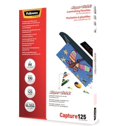 LAMINATING POUCHES FELLOWES A4 125 MICRON GLOSS PK25   G25202