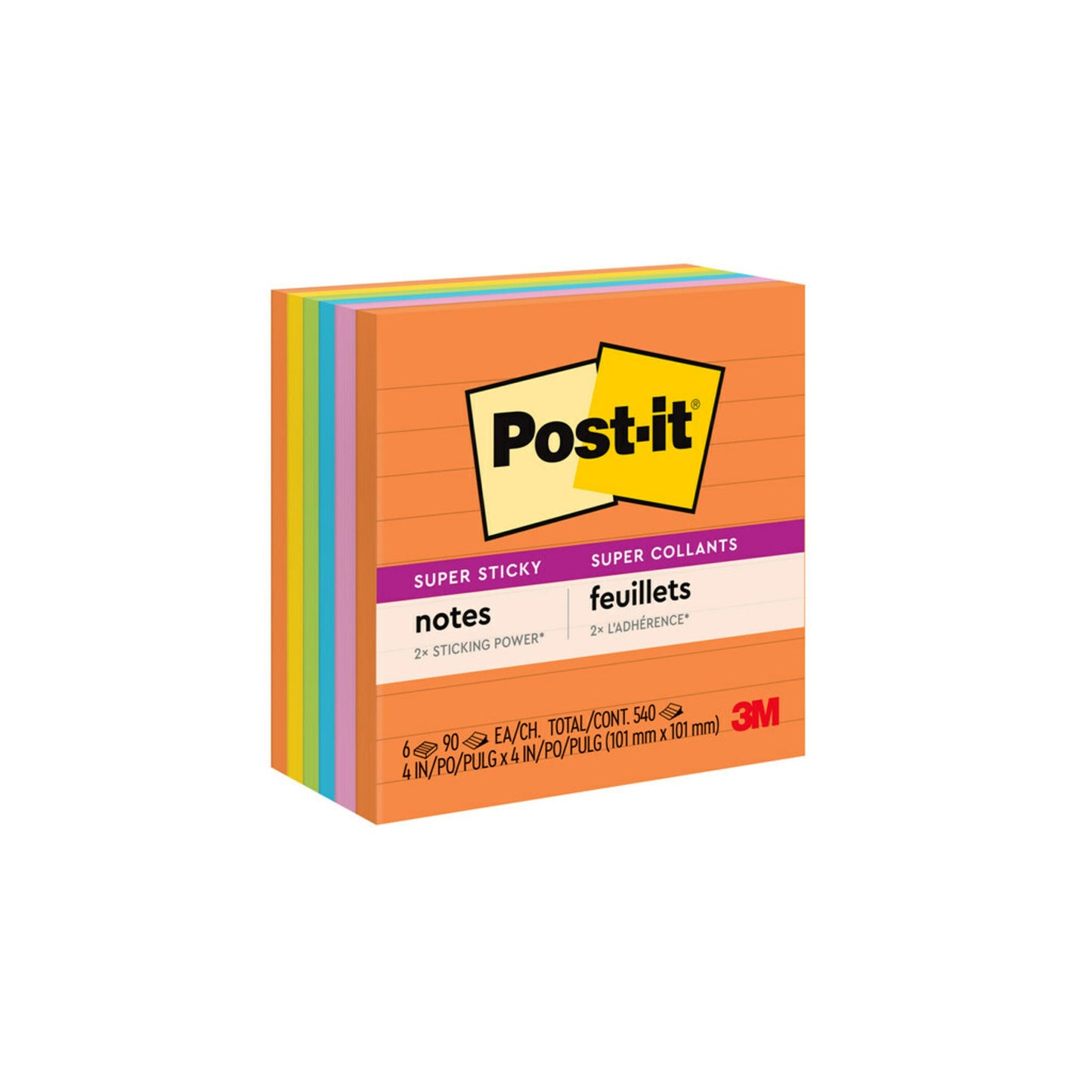 NOTES SUPER STICKY POST-IT 101X101MM 675-6SSUC LINED RIO DE JANEIRO PK6   G25364