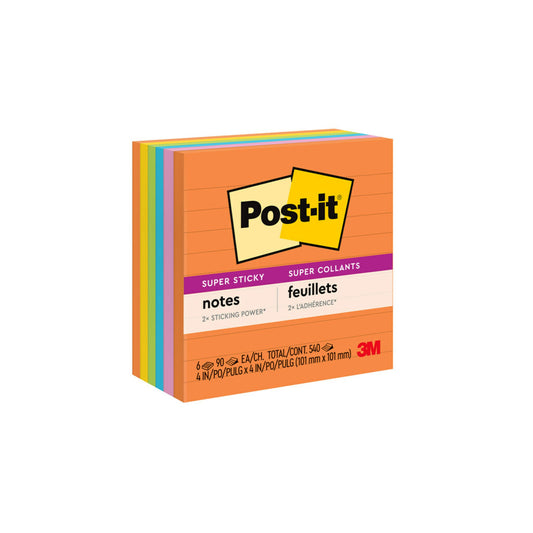 NOTES SUPER STICKY POST-IT 101X101MM 675-6SSUC LINED RIO DE JANEIRO PK6   G25364