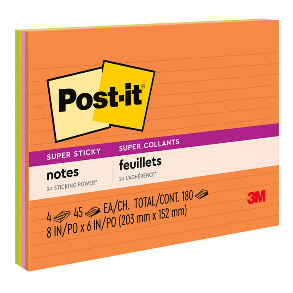 NOTES POST-IT 6845-SSPL 203MMX152MM LINED PK4   G25368