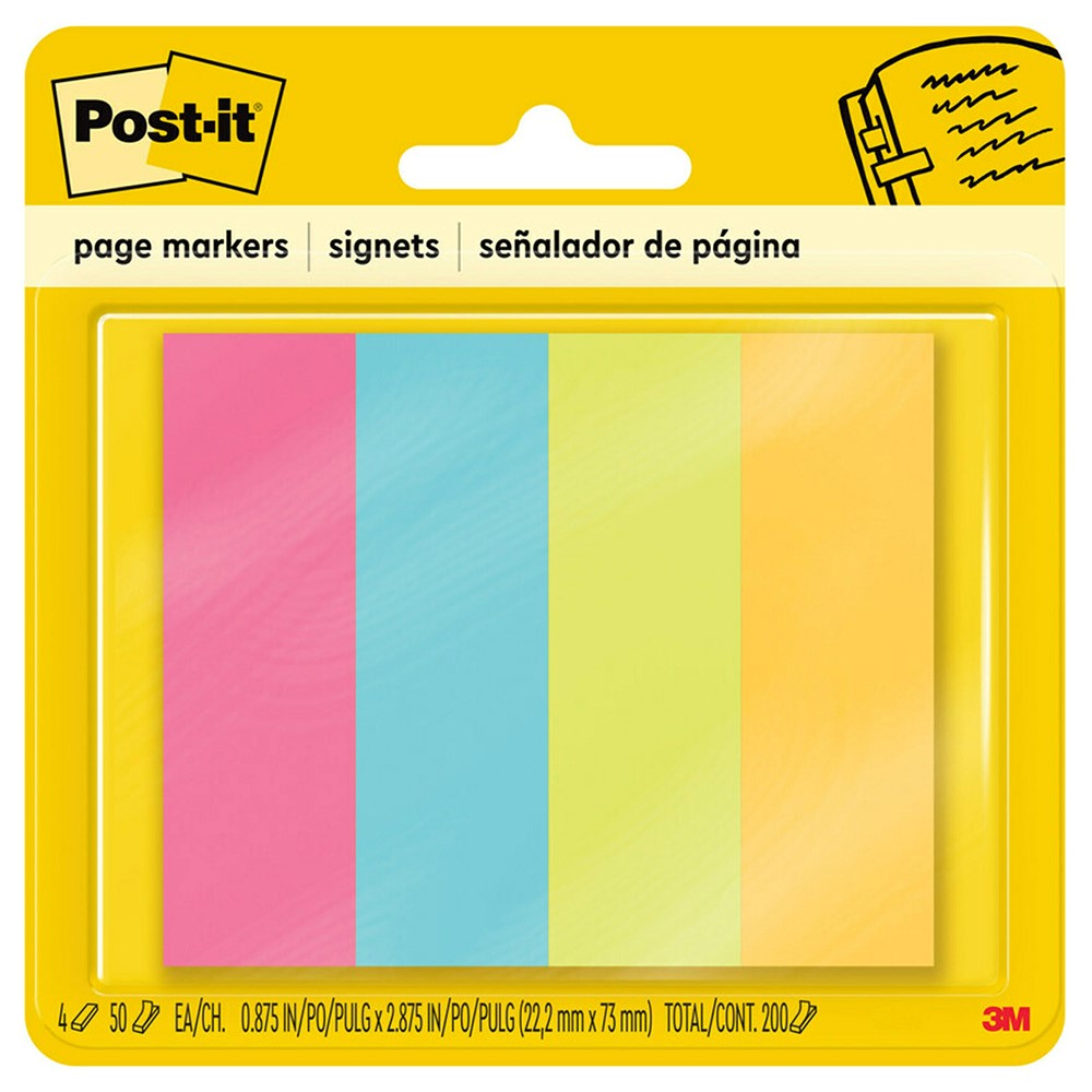 PAGE MARKERS POST-IT 671-4AU JAIPUR 22.2x73MM 4 PADS X 50 SHEET   G25395