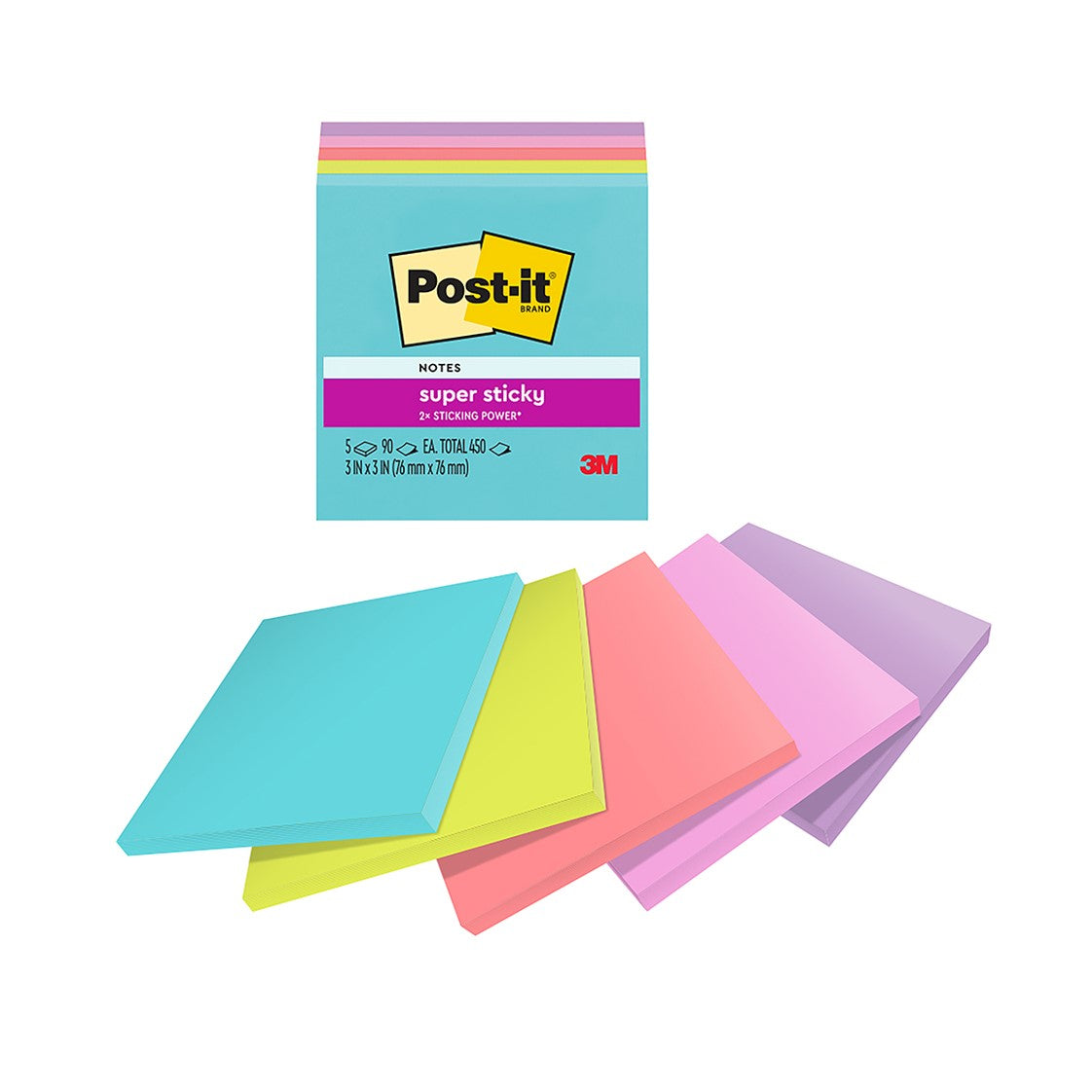 NOTES SUPER STICKY POST-IT 76X76MM 654-5SSMIA MIAMI/SUPAN PK5   G25754