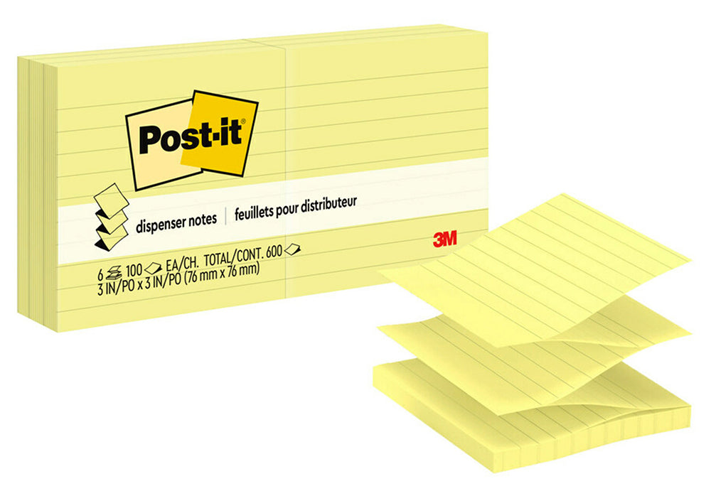 POST- IT NOTES P/UP REFILL R335-YL 73X73 LINED YELLOW PK6   G25852