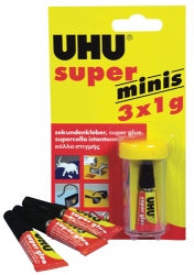 GLUE UHU SUPER GLUE MINIS 3X1ML   G26033