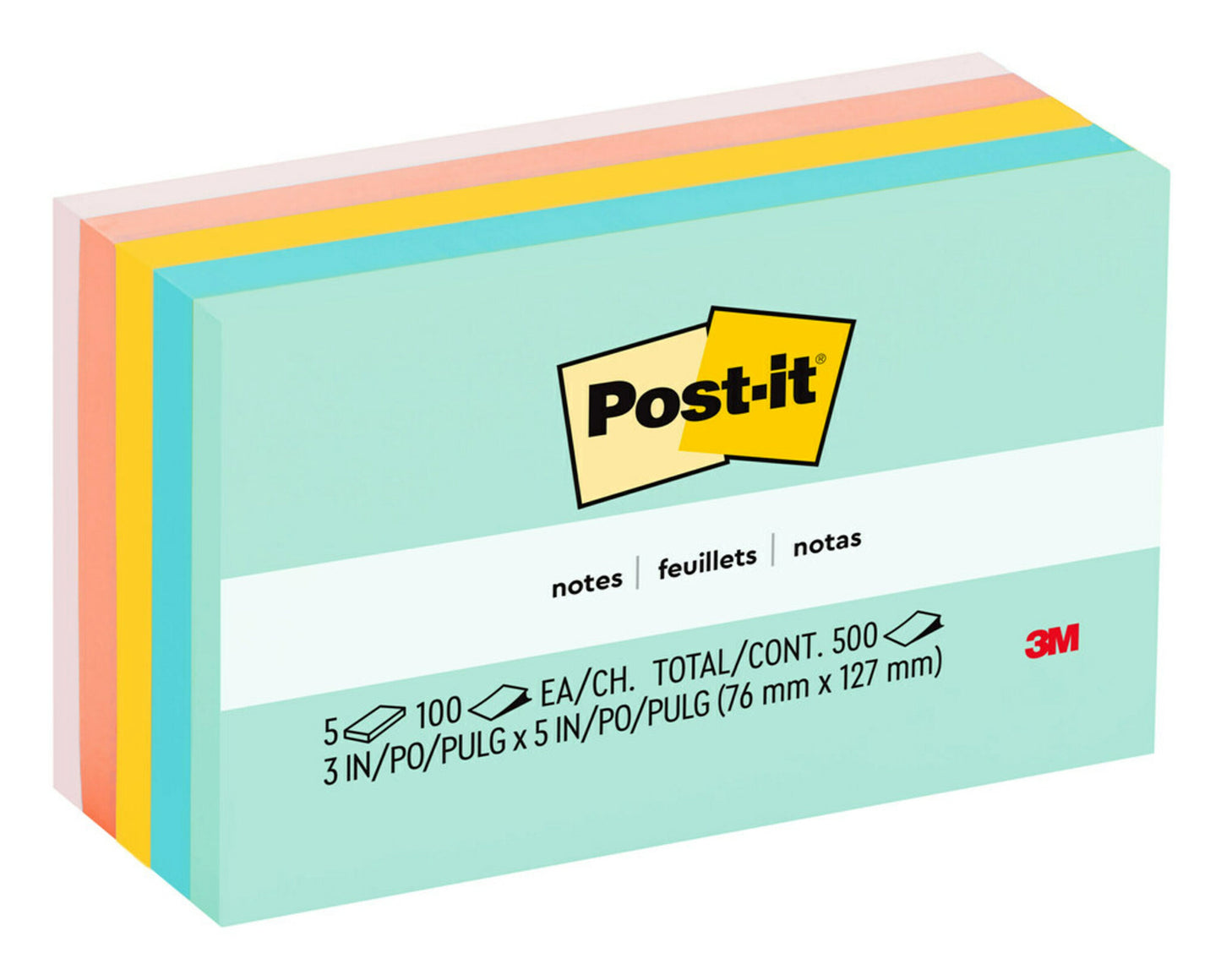 NOTES POST-IT 655-5 73X123MM ASST MARSEILLE PK5   G26061