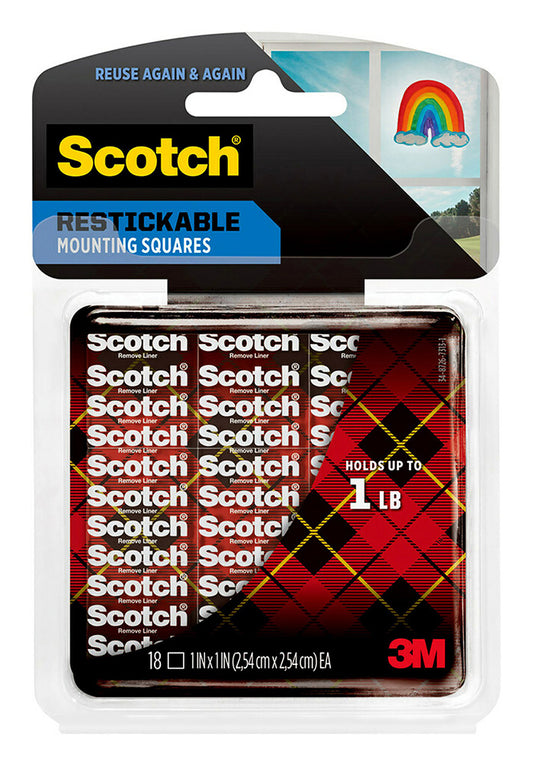 TAPE MOUNTING SCOTCH 25.4X25MM R100 REUSABLE TABS CLEAR   G26084