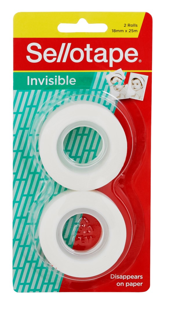 TAPE INVISIBLE SELLOTAPE REFILL 18MMX25M PK2   G26172