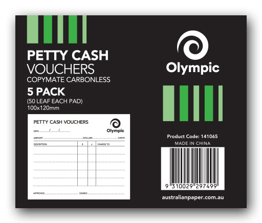 PETTY CASH VOUCHER OLYMPIC 100X120 50LF PK5   G26458