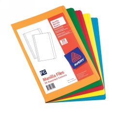 MANILLA FOLDER AVERY F/C 5 RAINBOW COLS PK20   G26473