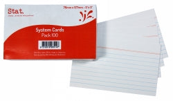 SYSTEM CARDS STAT 5X3 RULED WHITE PK100   G26514