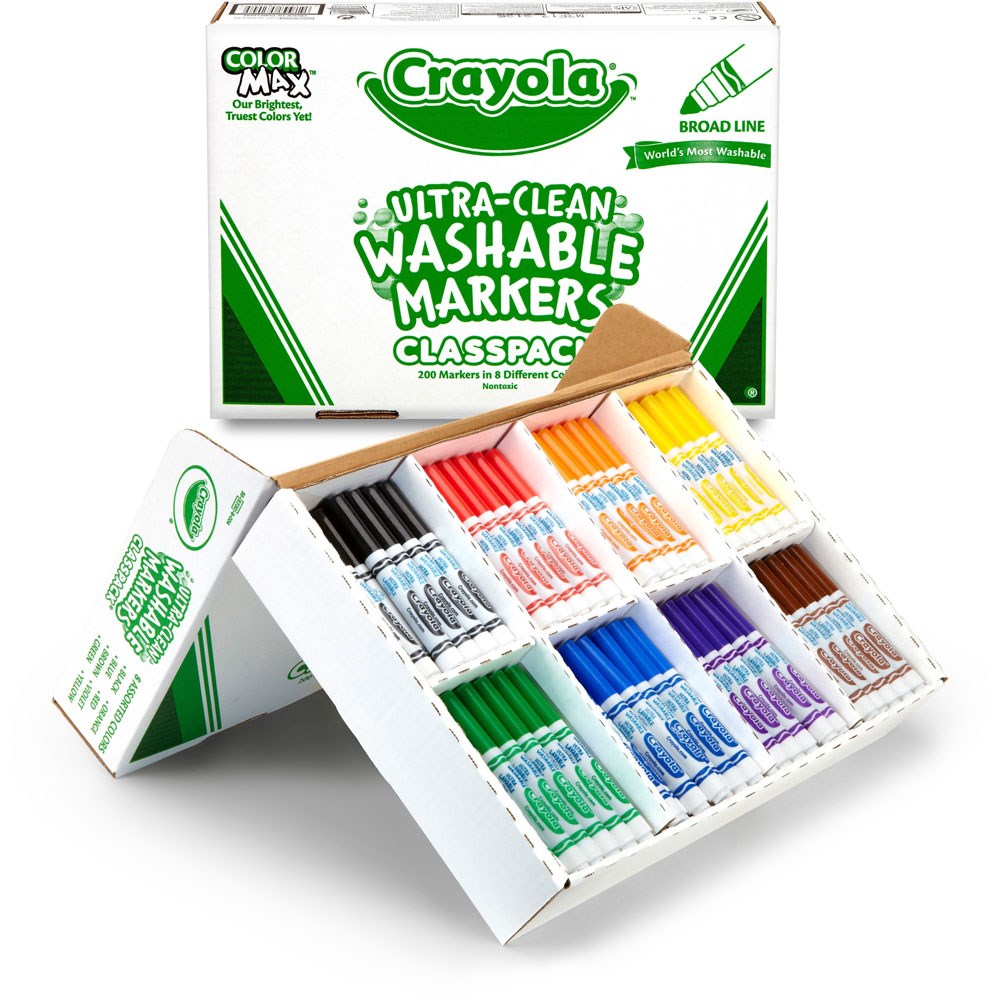 MARKER CRAYOLA CLASSIC WASHABLE 8 COLOURS CLASSPACK 200  Special Order Only G26627