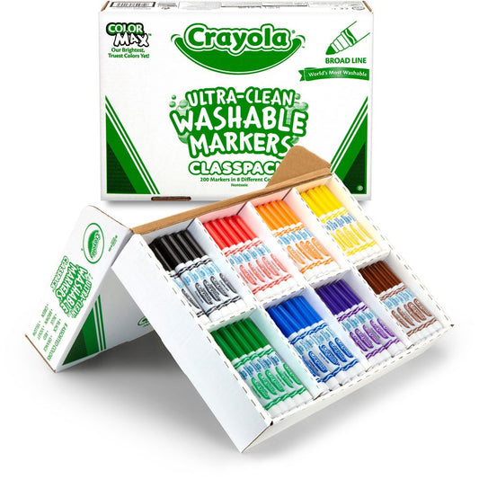 MARKER CRAYOLA CLASSIC WASHABLE 8 COLOURS CLASSPACK 200  Special Order Only G26627