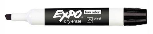 MARKER WHITEBOARD EXPO DRY ERASE CHISEL TIP BLACK BX12   G26944