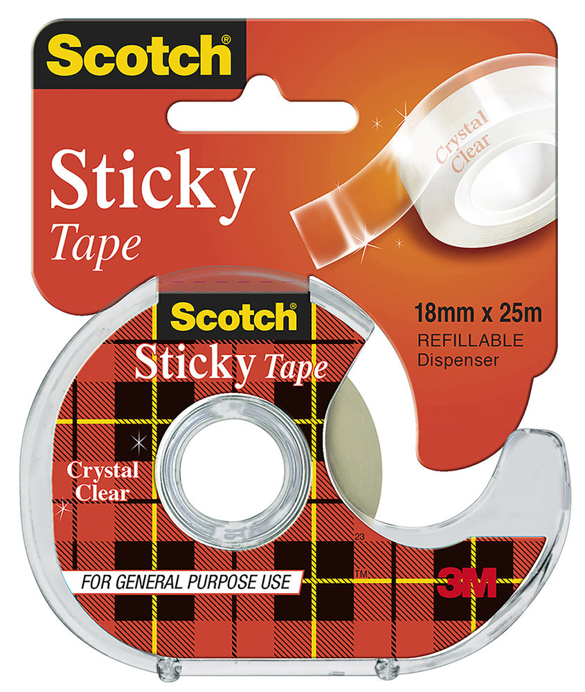 TAPE STICKY SCOTCH 502 18MMX25M ON DISPENSER H/SELL   G27157