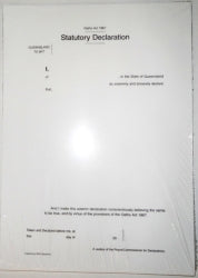 SP- STATUTORY DECLARATION FORMS QUEENSLAND  Special Order Only G27677