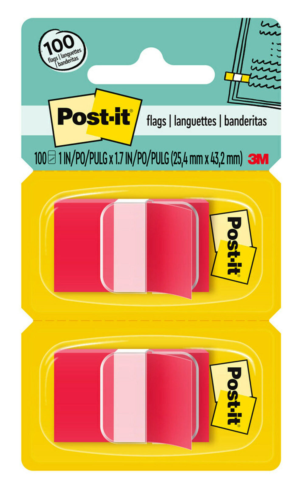 FLAGS POST-IT 680-RD2 RED TWIN PACK   G28581