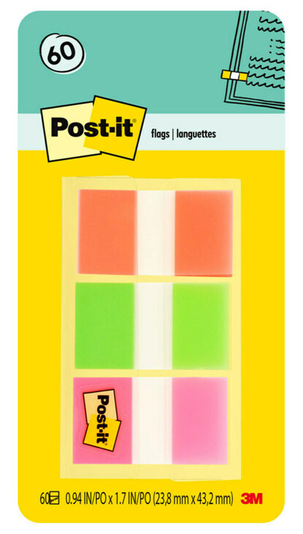 FLAGS POST-IT 23.8X43.2MM 680-OLP 3 COLOURS   G28719