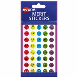 MERIT STICKERS AVERY MINI SMILEY FACE PERMANENT PK800   G28924