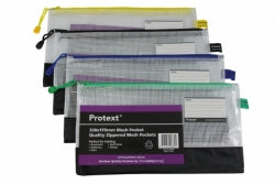 MESH POUCH PROTEXT 330X175MM WITH NOTE CARD HOLDER ASST   G28930