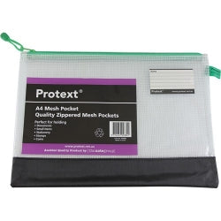 MESH POUCH PROTEXT A4 380X270MM WITH ASST ZIPPER + NAME CARD HOLDER   G28932